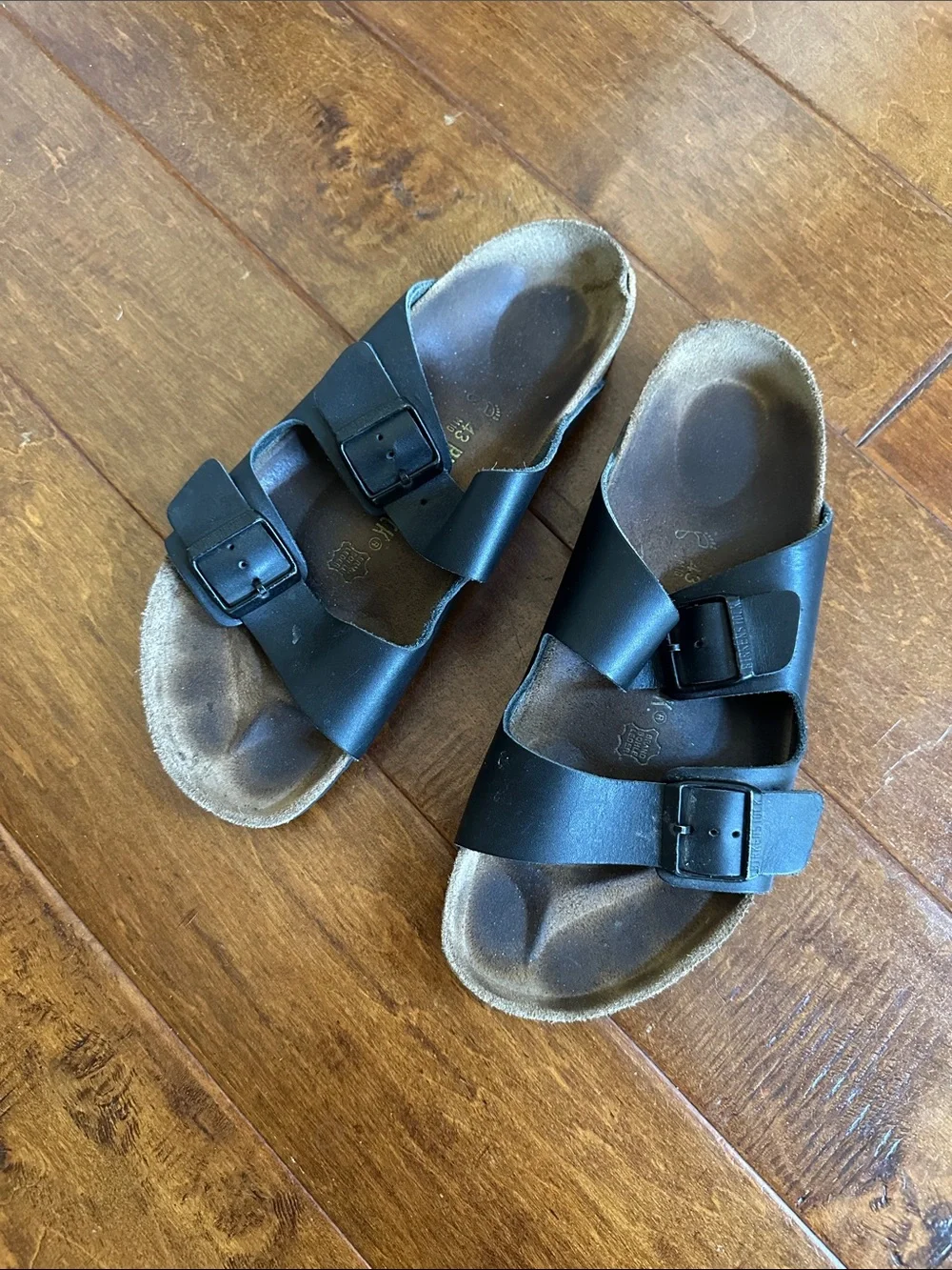 Birkenstock Men EU 43 US 10 10.5 Black Leather Arizona Sandals Slides Shoes